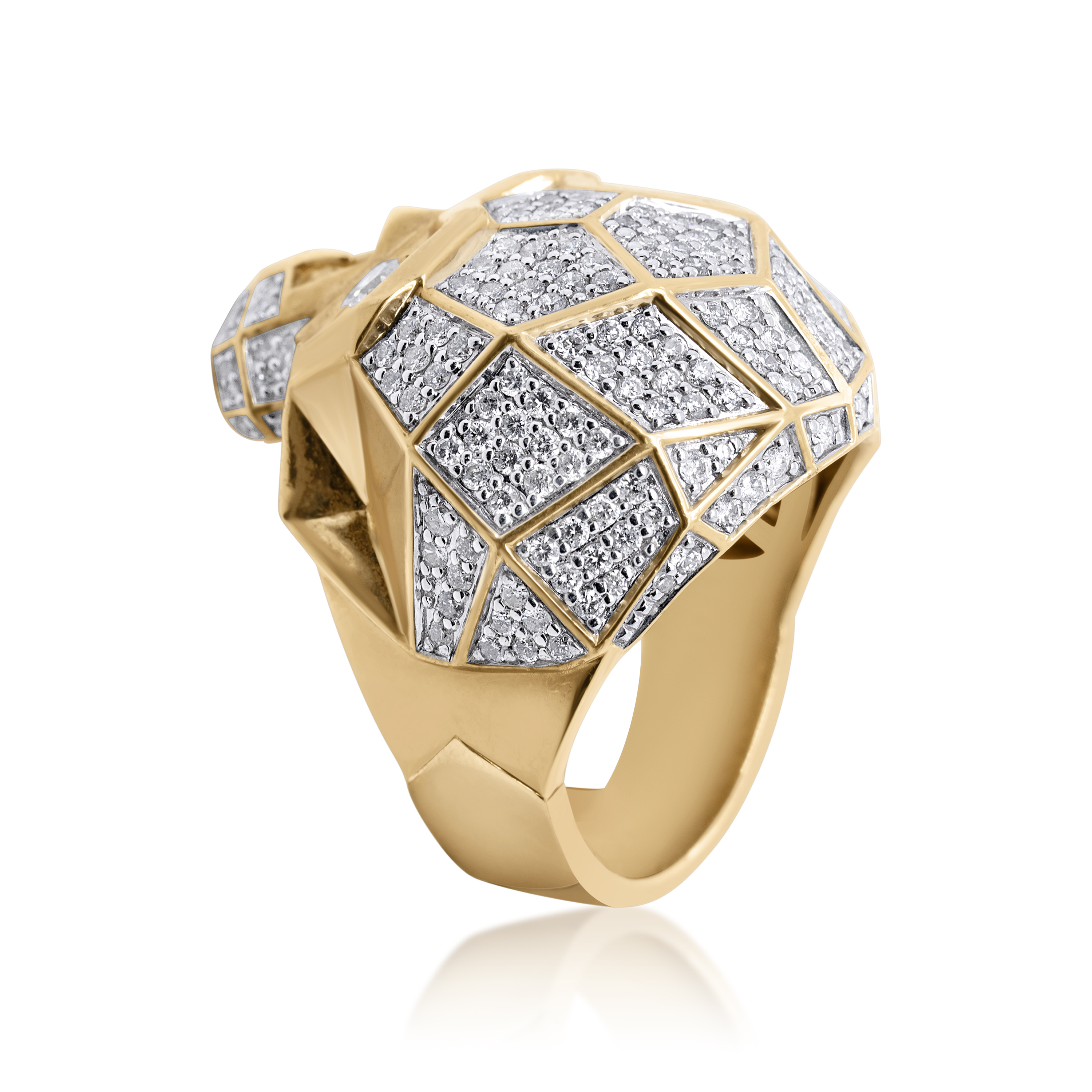 Diamond Monkey Head Ring 2.57 ct. 10K Yellow Gold